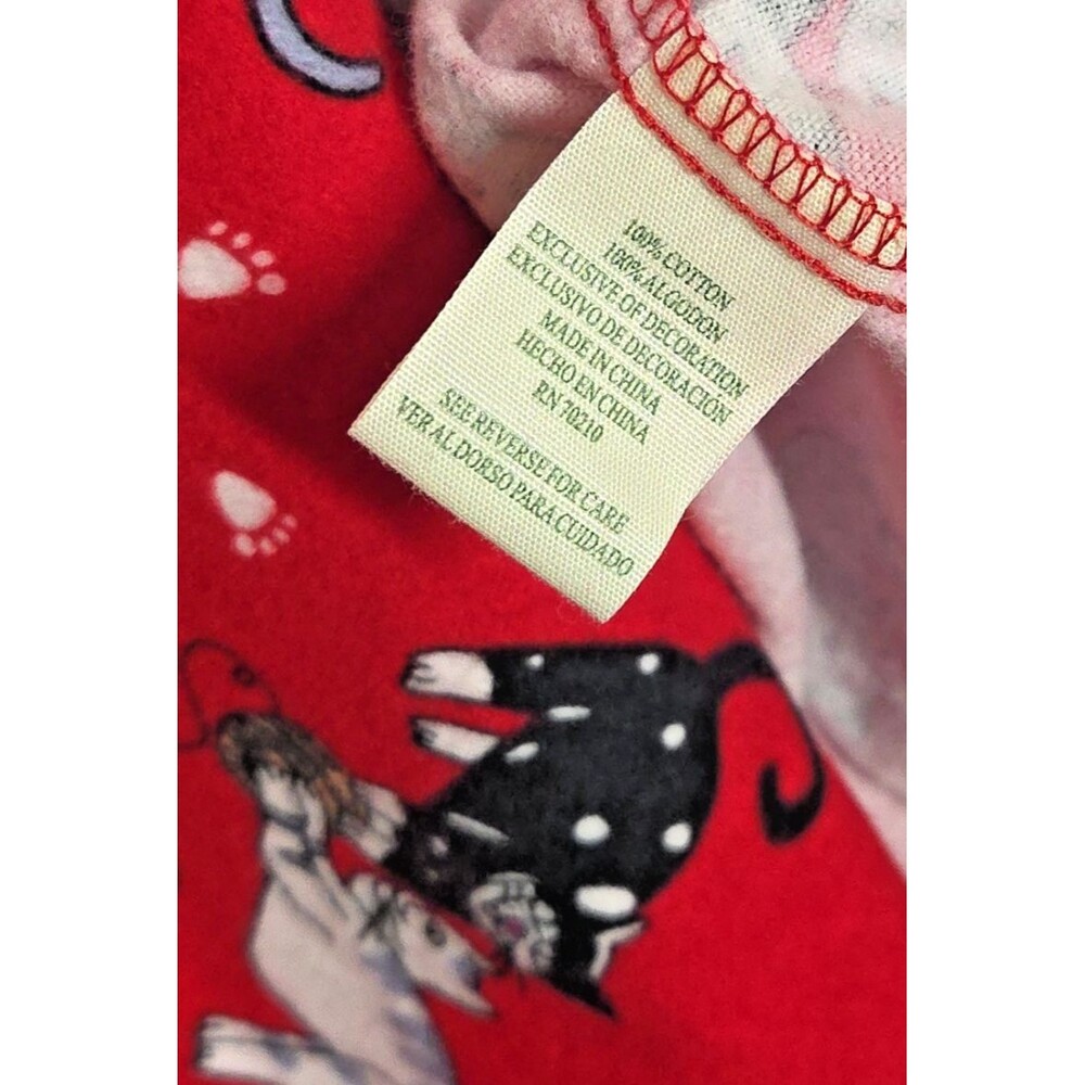 NEW LA CERA 100% COTTON FLANNEL PAJAMA SET CAT PRINT RED PLUS SIZE 1X KITTY PJS - Picture 8 of 15
